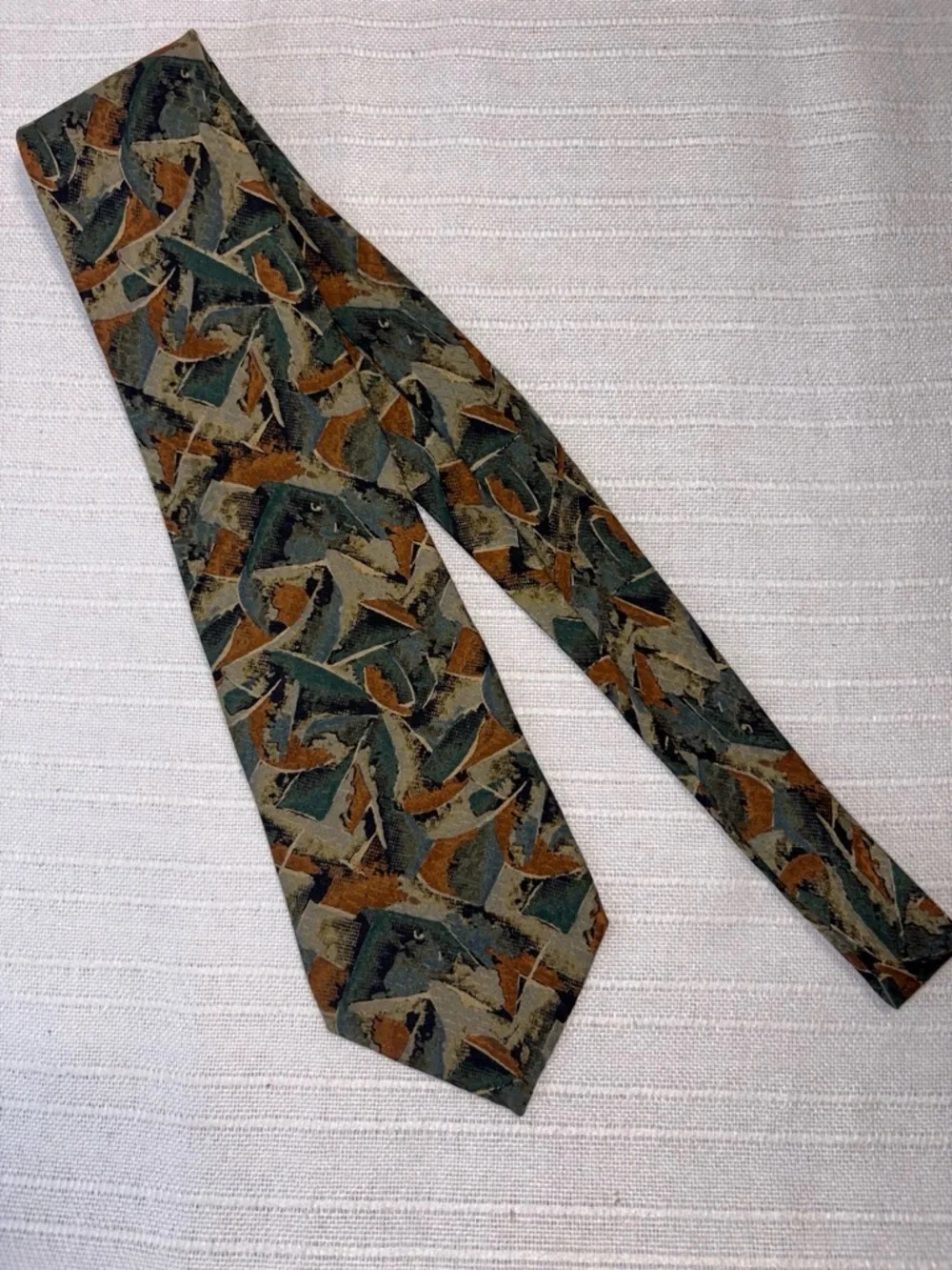 Christian Dior Monsieur Necktie Earth Tone Abstract Geometric Jacquard EUC Y2K